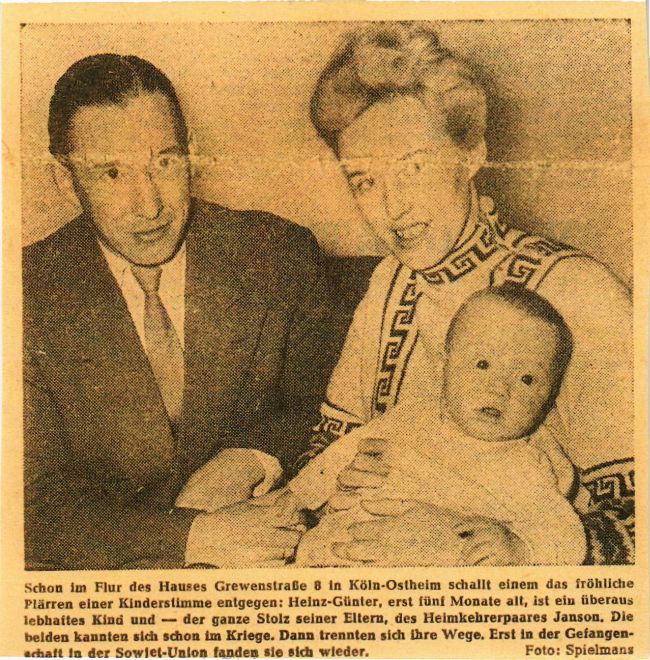 Zeitungsartikel über die Familie Janson, 1956